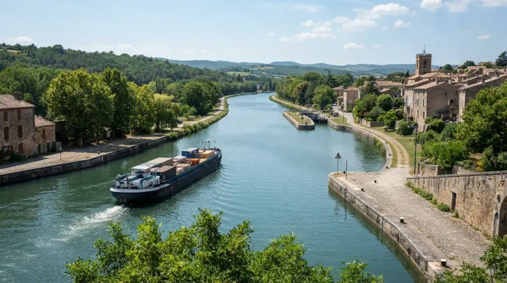  A navigable body of water or artificial channel used for transportation and water movement.