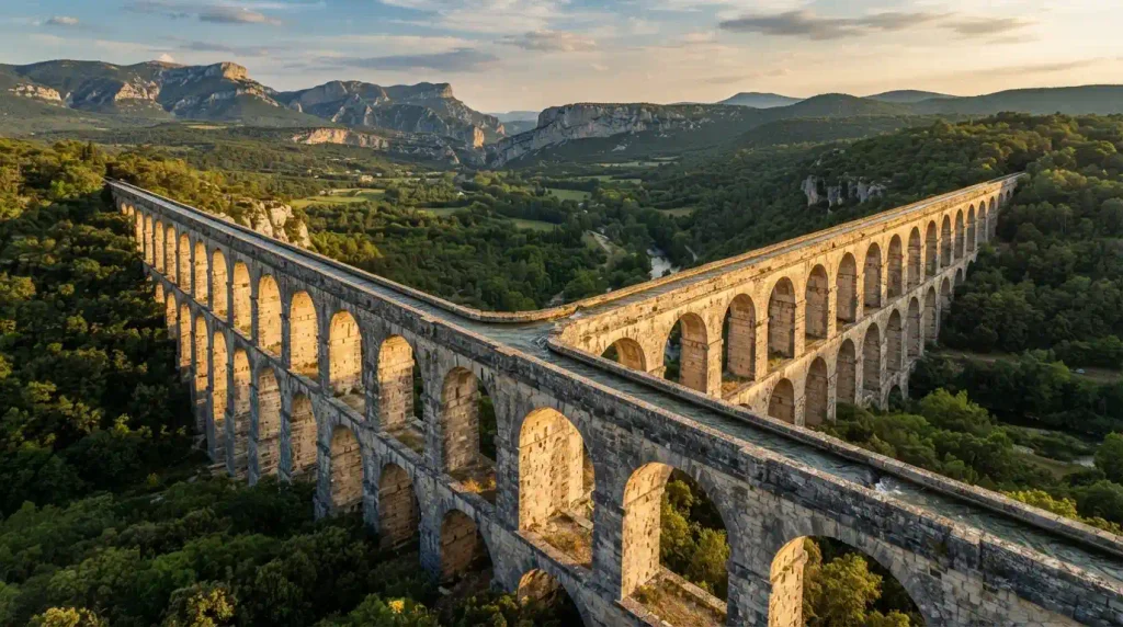 An elevated bridge built specifically to carry a water channel across valleys.