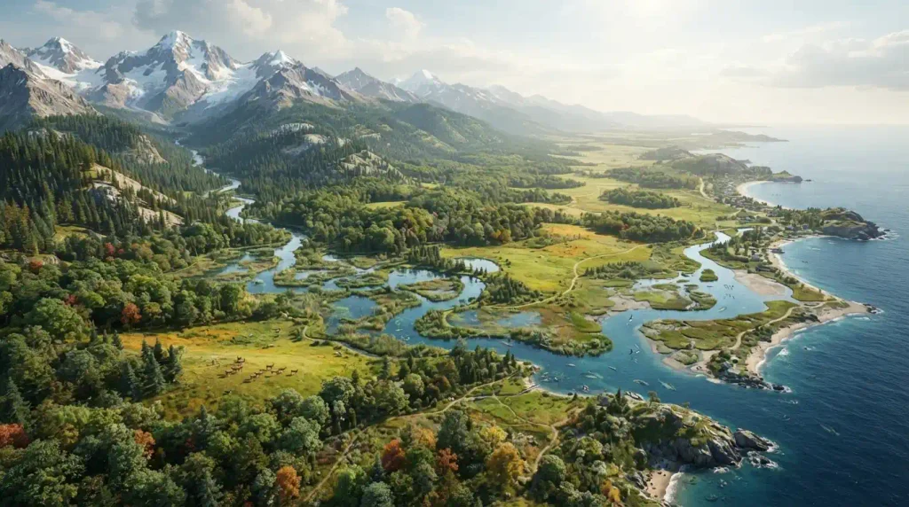 An expansive, structured range of ecological forms and habitats.