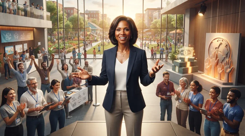  An influential, powerful, or high-profile advocate who drives major results for a cause.