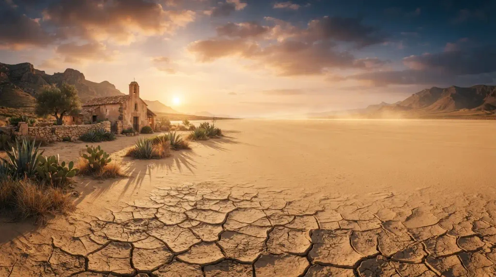 Flat, sandy beaches or dry lake beds in Spanish-influenced regions.