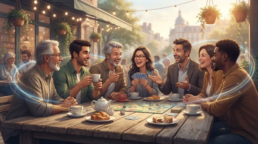 Spending time enjoying activities with friends or colleagues.