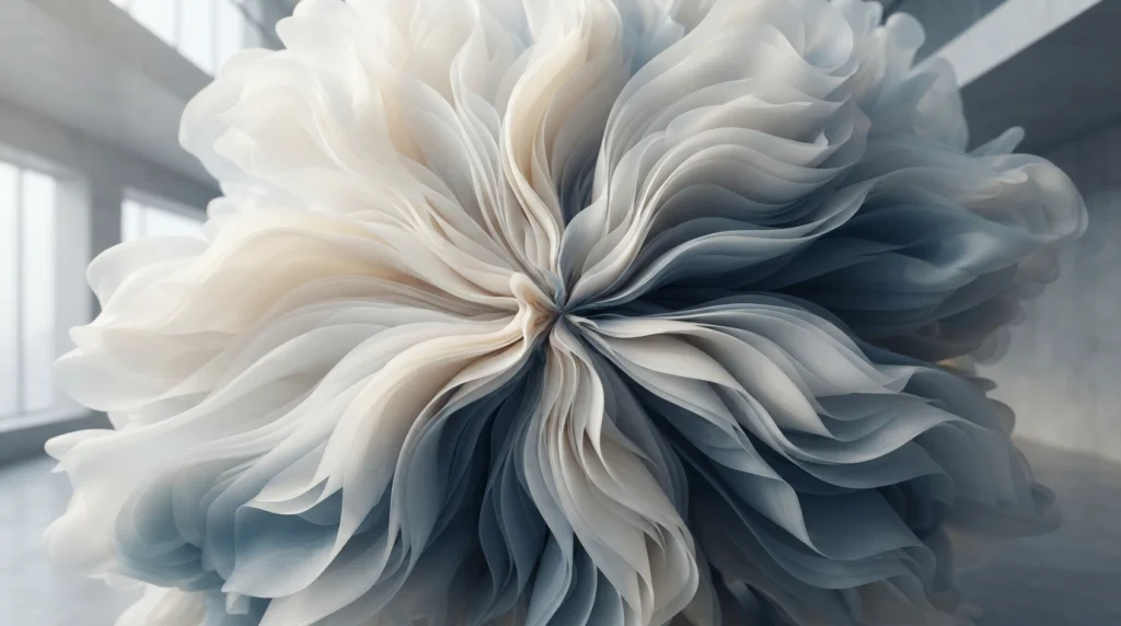  The action of becoming larger, spreading outward, or swelling in volume.