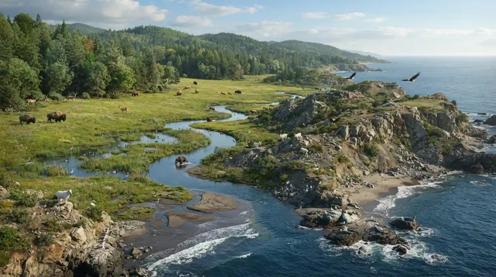 The coexistence of multiple distinct habitat types in one geography.