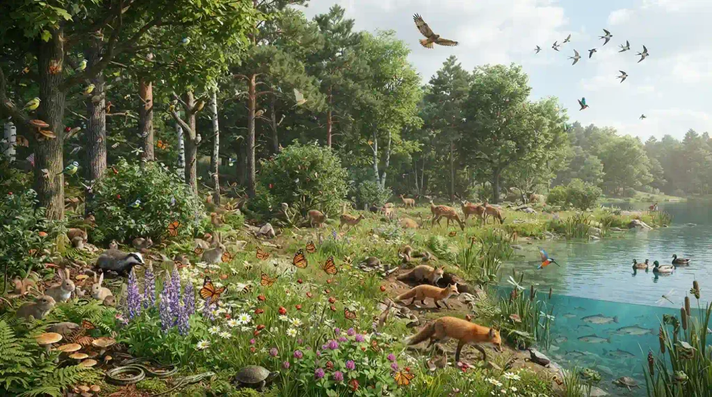  The total number and relative abundance of different species in a community.