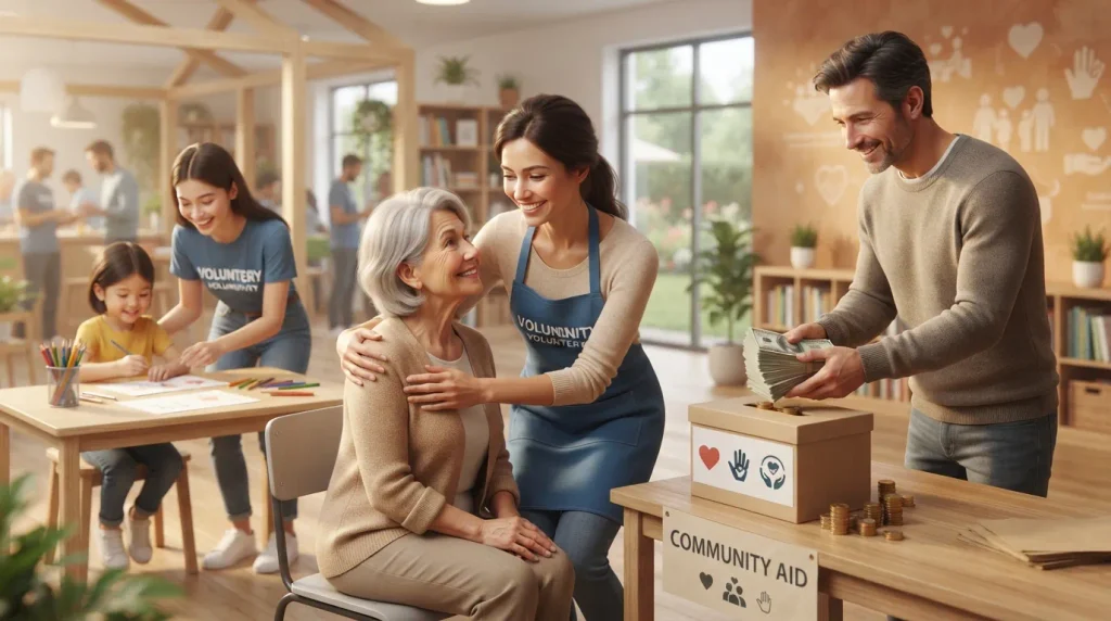 The willingness to give money, time, or help freely.