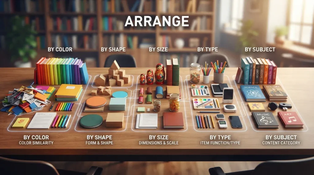To group items based on shared characteristics or categories.