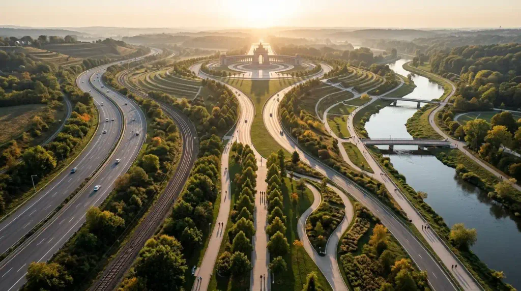 Converging Lines Toward a Central Focal Point